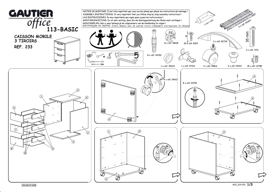 GAUTIER OFFICE 113BASIC 233 ASSEMBLY INSTRUCTIONS Pdf Download