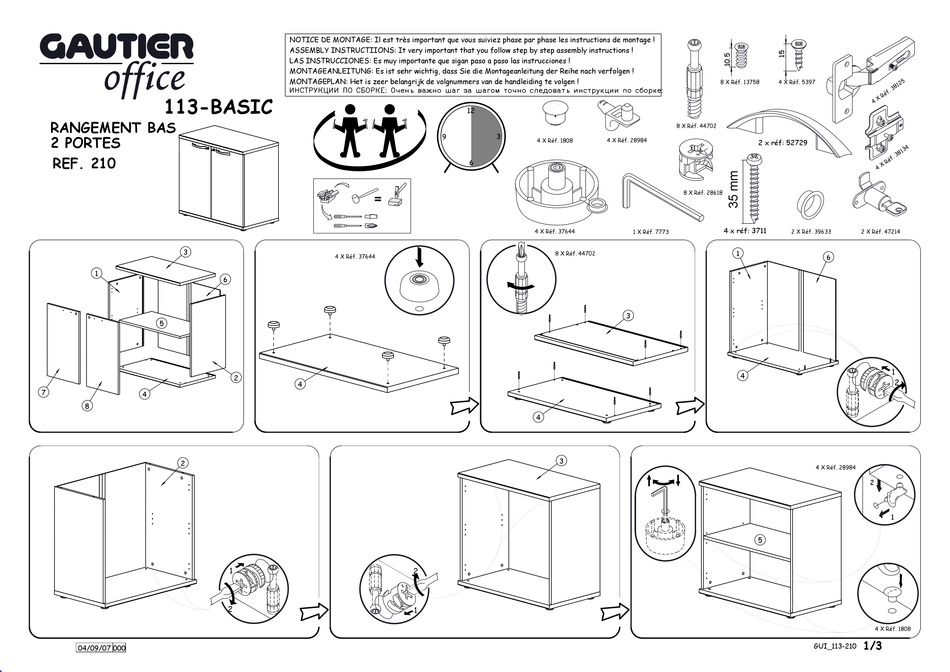 GAUTIER OFFICE 113BASIC 210 ASSEMBLY INSTRUCTIONS Pdf Download