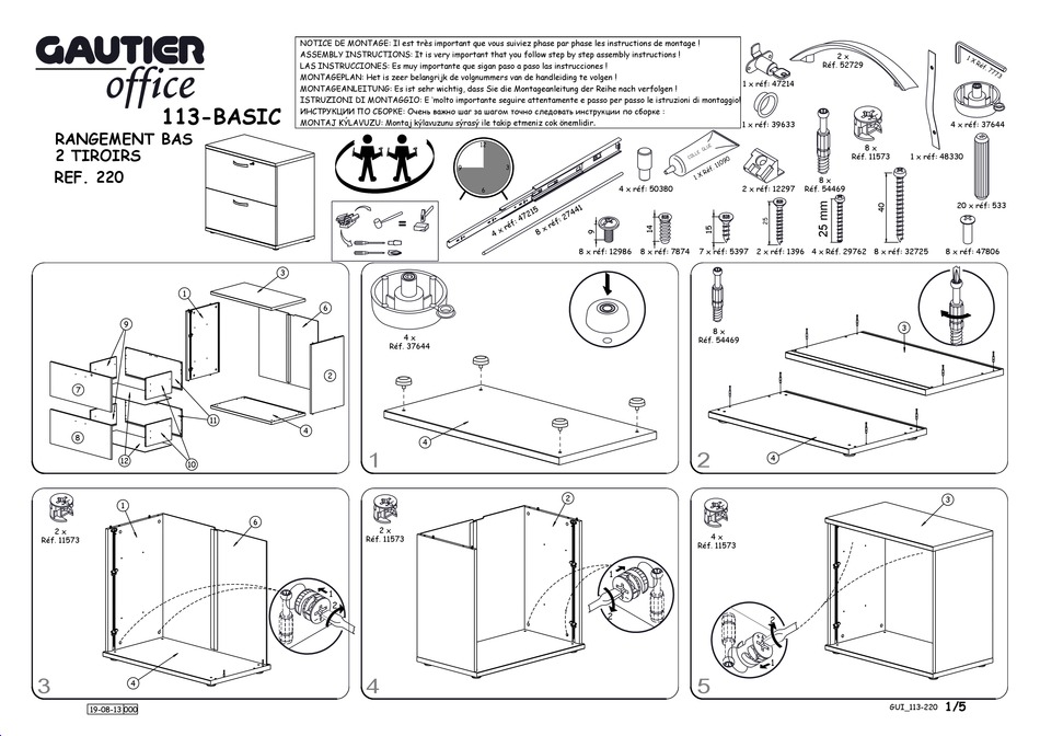 GAUTIER OFFICE 113BASIC 220 ASSEMBLY INSTRUCTIONS Pdf Download