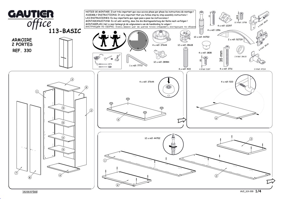 GAUTIER OFFICE 113BASIC 330 ASSEMBLY INSTRUCTIONS Pdf Download