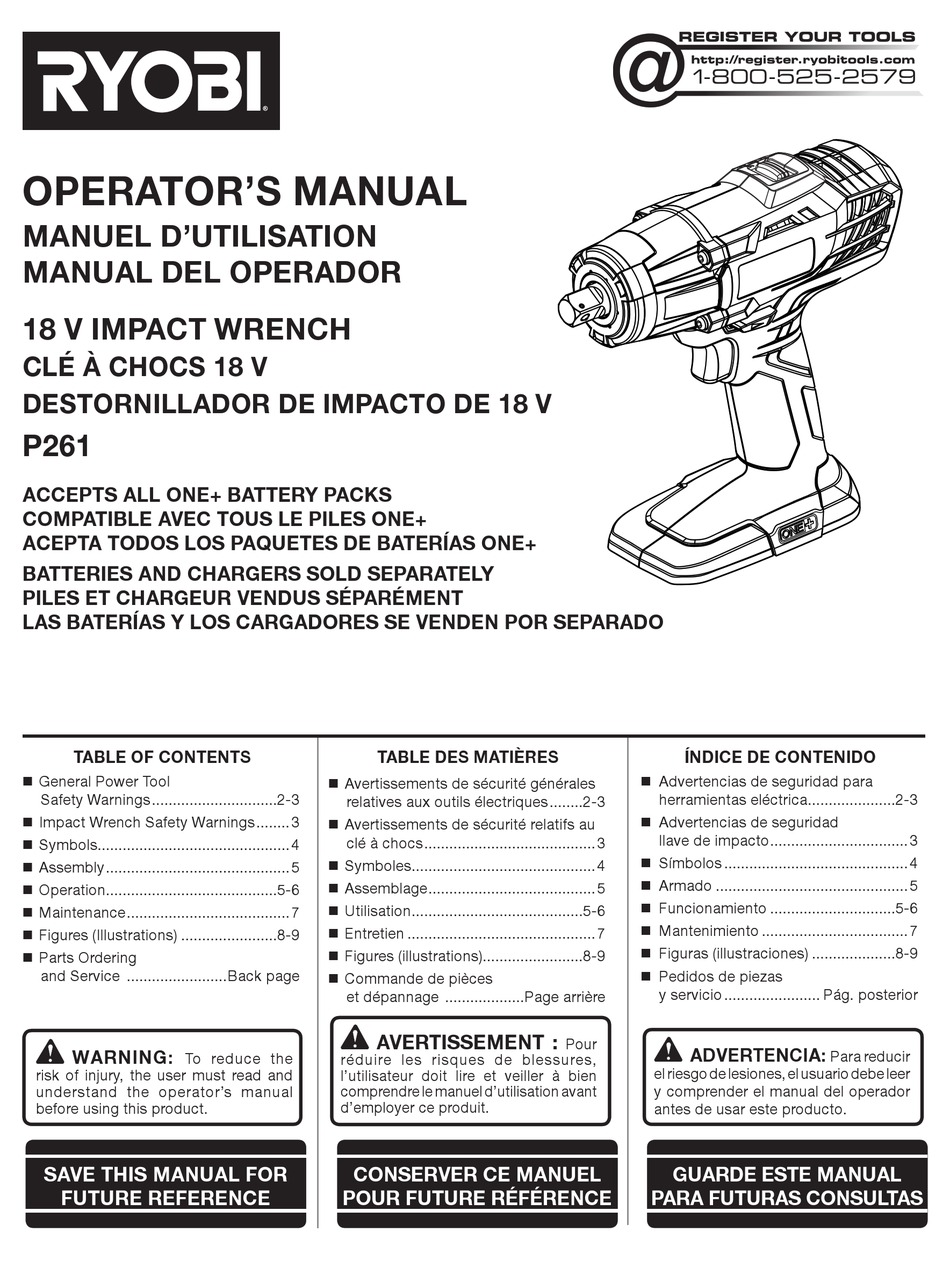 RIDGID P261 OPERATOR