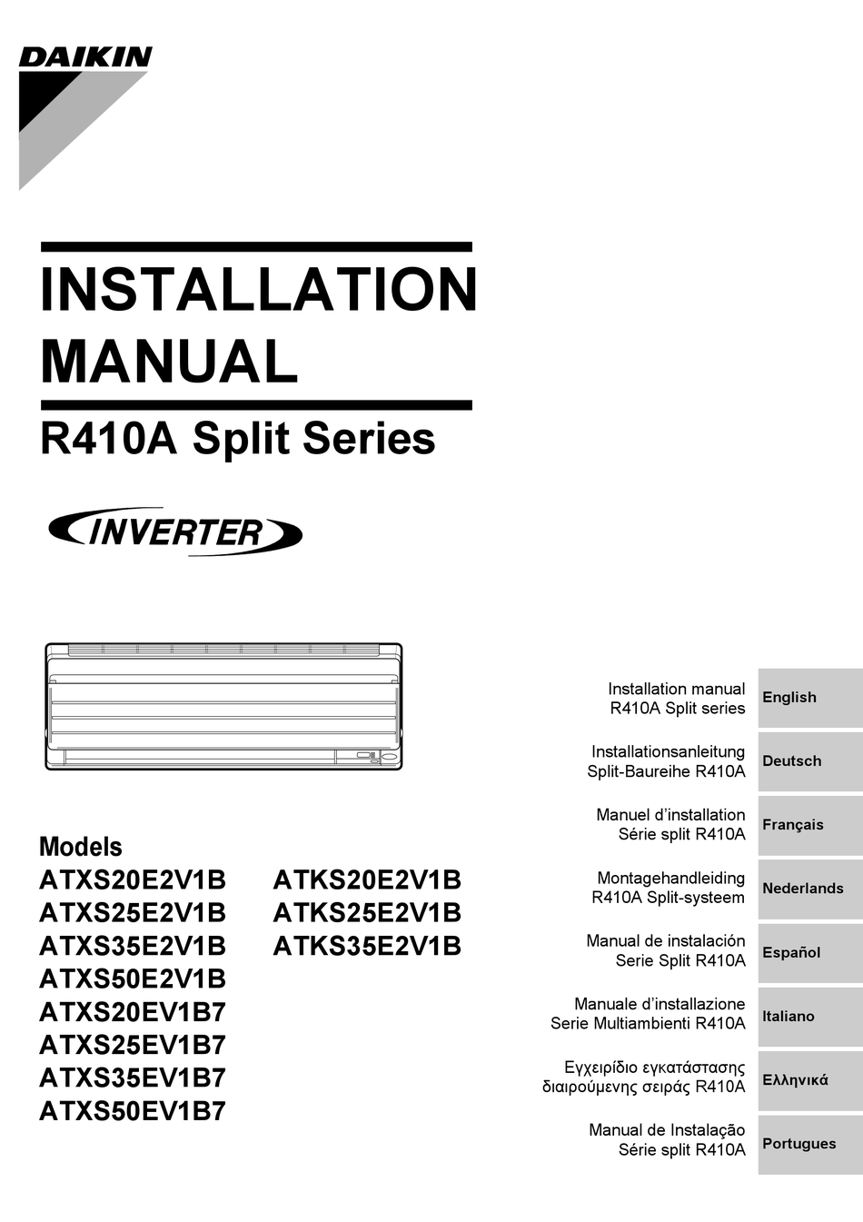 DAIKIN ATXS20E2V1B INSTALLATION MANUAL Pdf Download ManualsLib