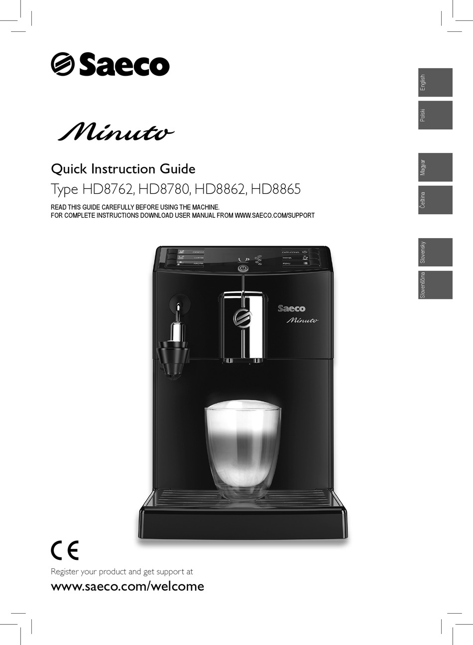 SAECO MINUTO HD8780 QUICK INSTRUCTION MANUAL Pdf Download ManualsLib