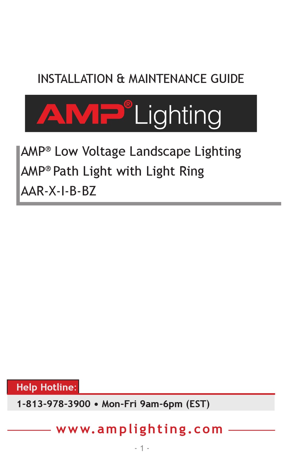 AMP LIGHTING AAR-I-B-BZ SERIES INSTALLATION & MAINTENANCE MANUAL Pdf ...