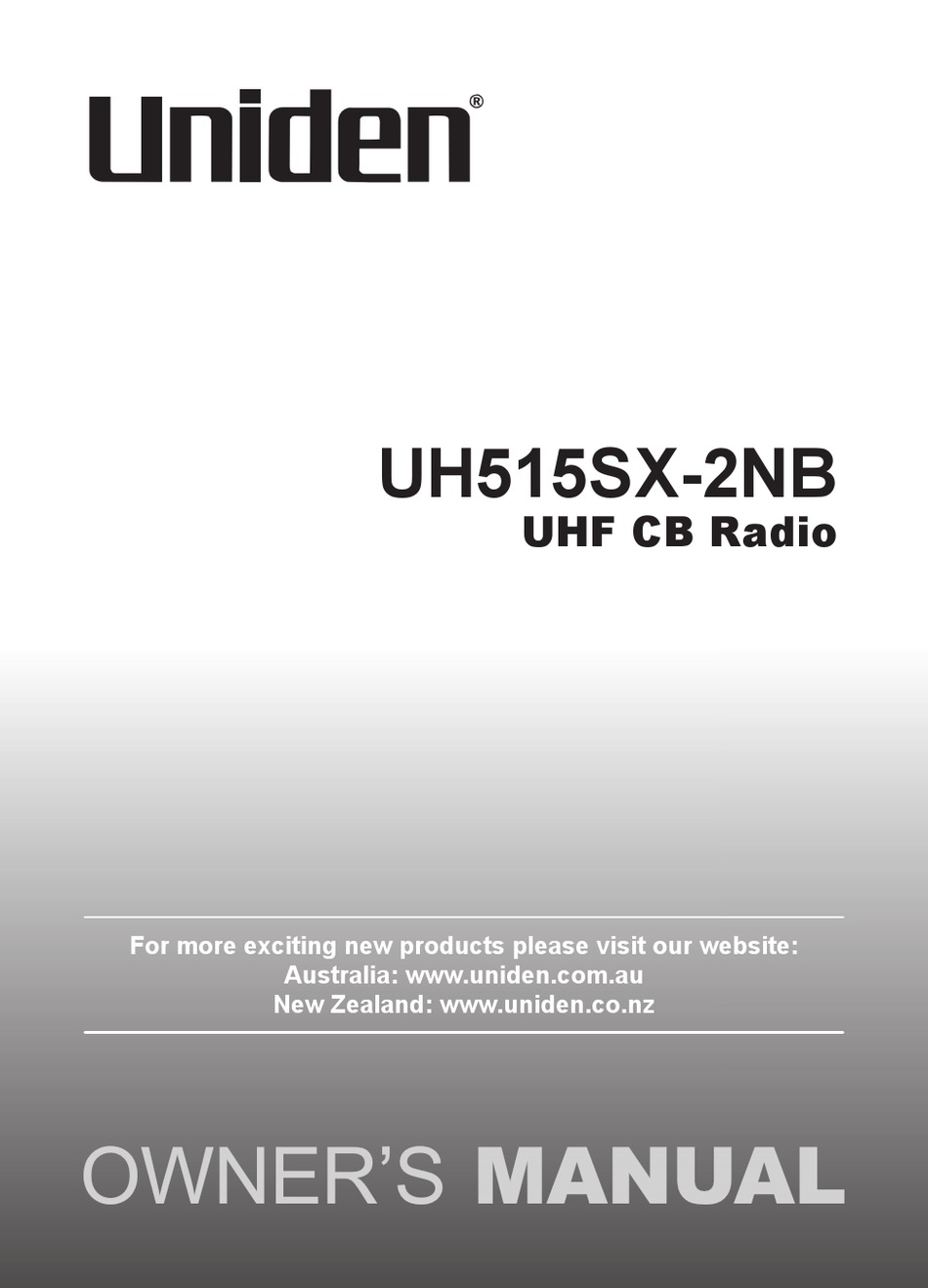 UNIDEN UH515SX2NB OWNER
