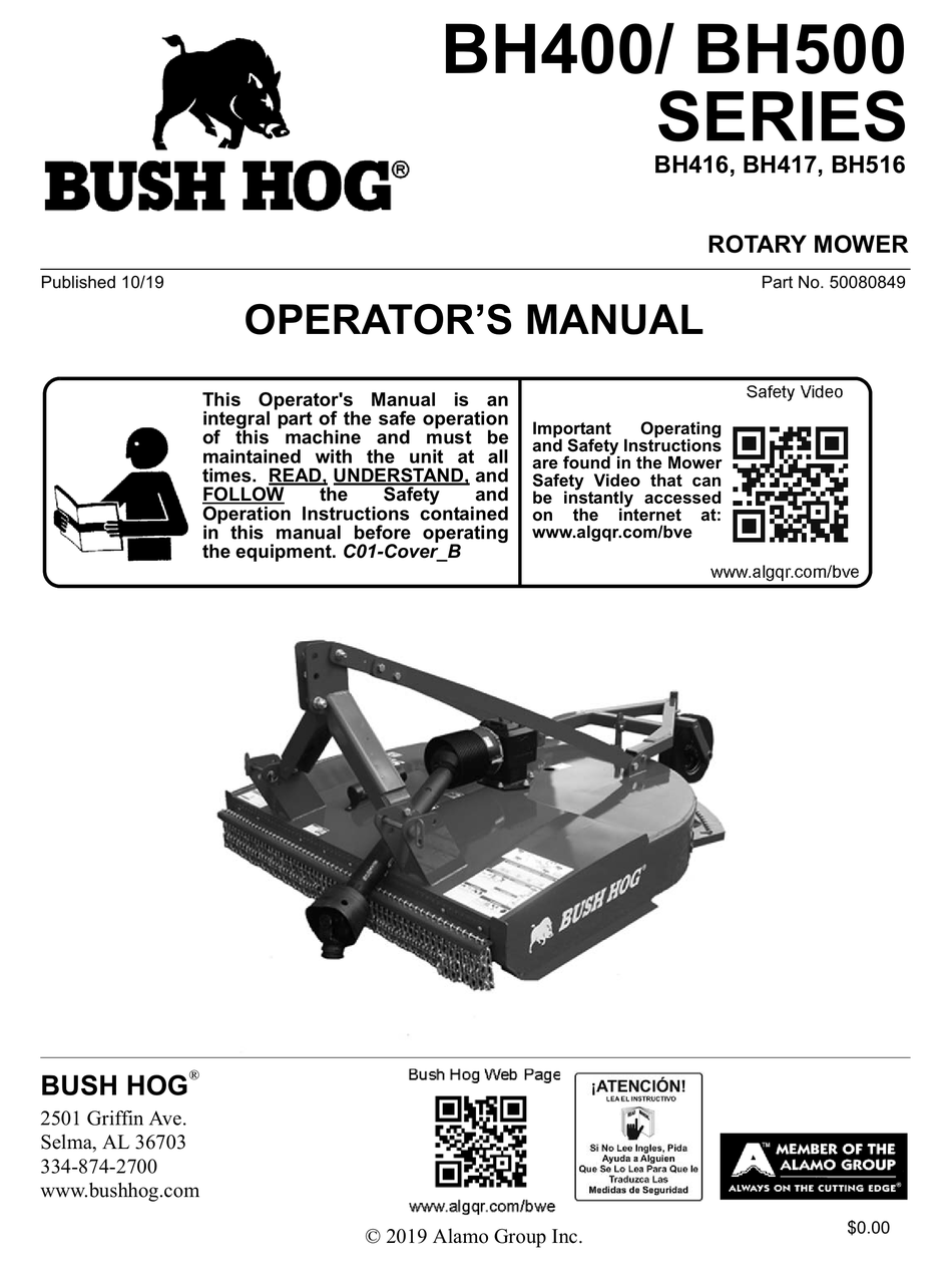 BUSH HOG BH400 SERIES OPERATOR