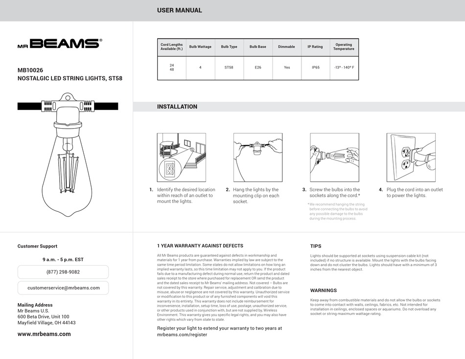 MR. BEAMS MB10026 USER MANUAL Pdf Download ManualsLib