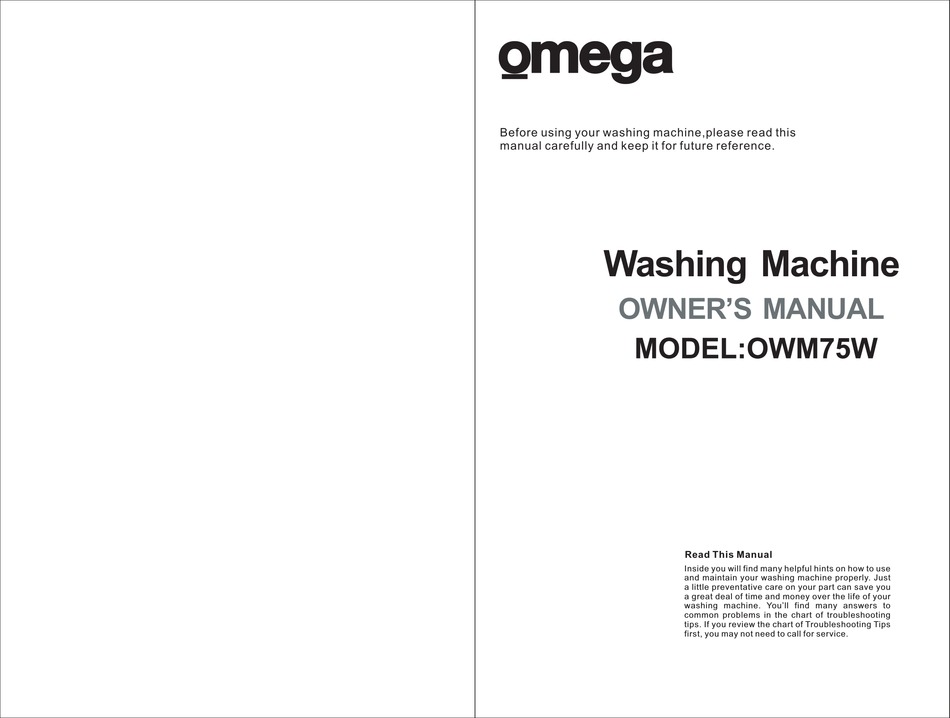 OMEGA OWM75W OWNER'S MANUAL Pdf Download ManualsLib