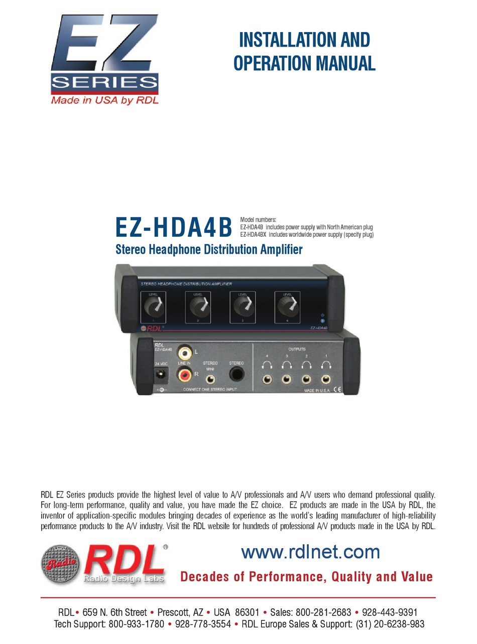 RDL EZHDA4B INSTALLATION AND OPERATION MANUAL Pdf Download ManualsLib