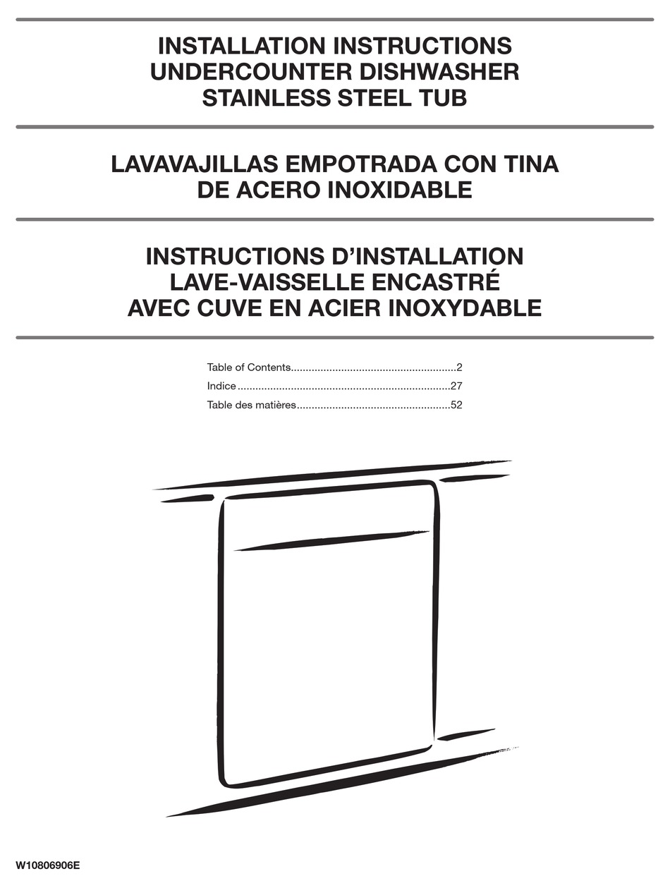 KITCHENAID KDFE104DSS5 INSTALLATION INSTRUCTIONS MANUAL Pdf Download