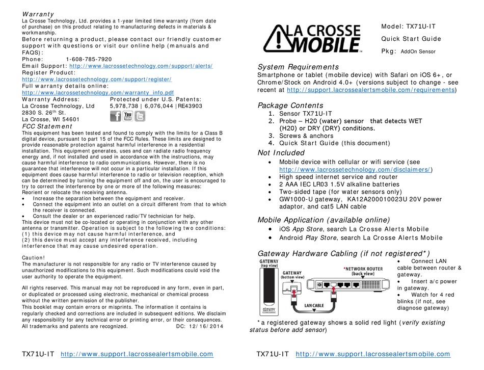 LA CROSSE TX71UIT QUICK START MANUAL Pdf Download ManualsLib