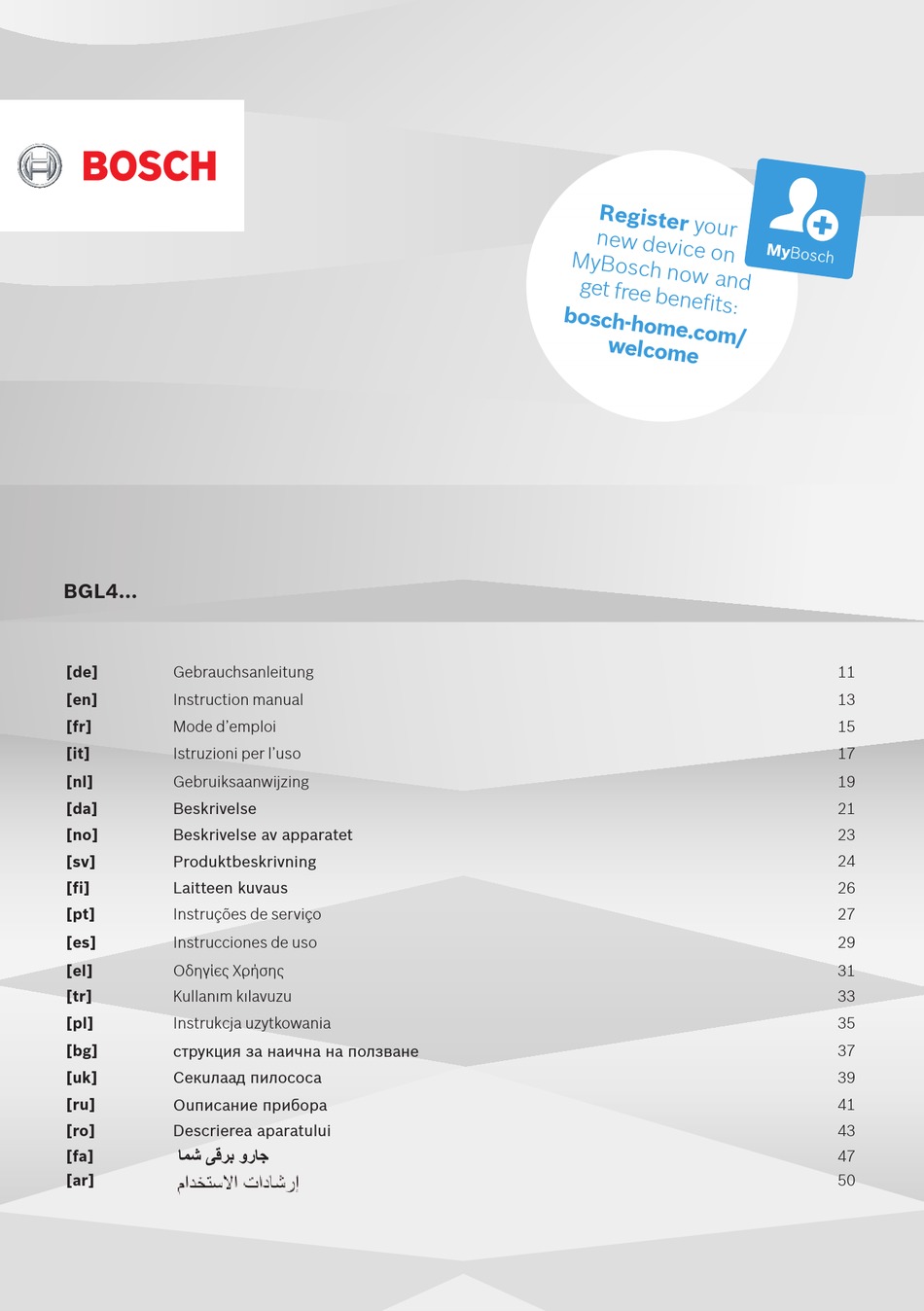 BOSCH BGL4ZOOO INSTRUCTION MANUAL Pdf Download | ManualsLib