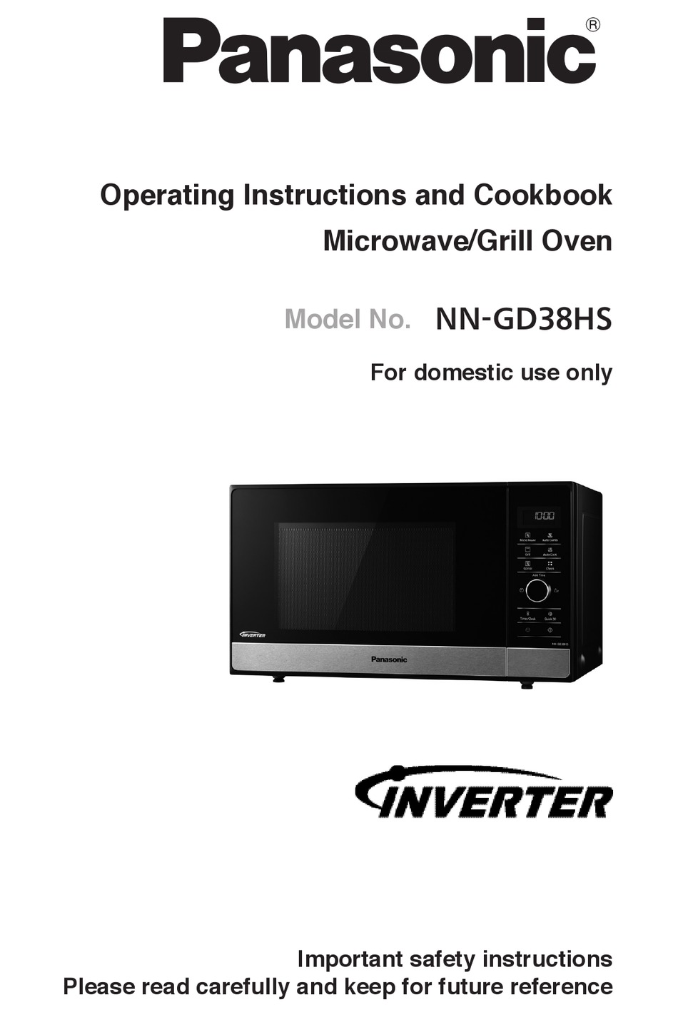 PANASONIC INVERTER NNGD38HSSUG OPERATING INSTRUCTION AND COOK BOOK Pdf