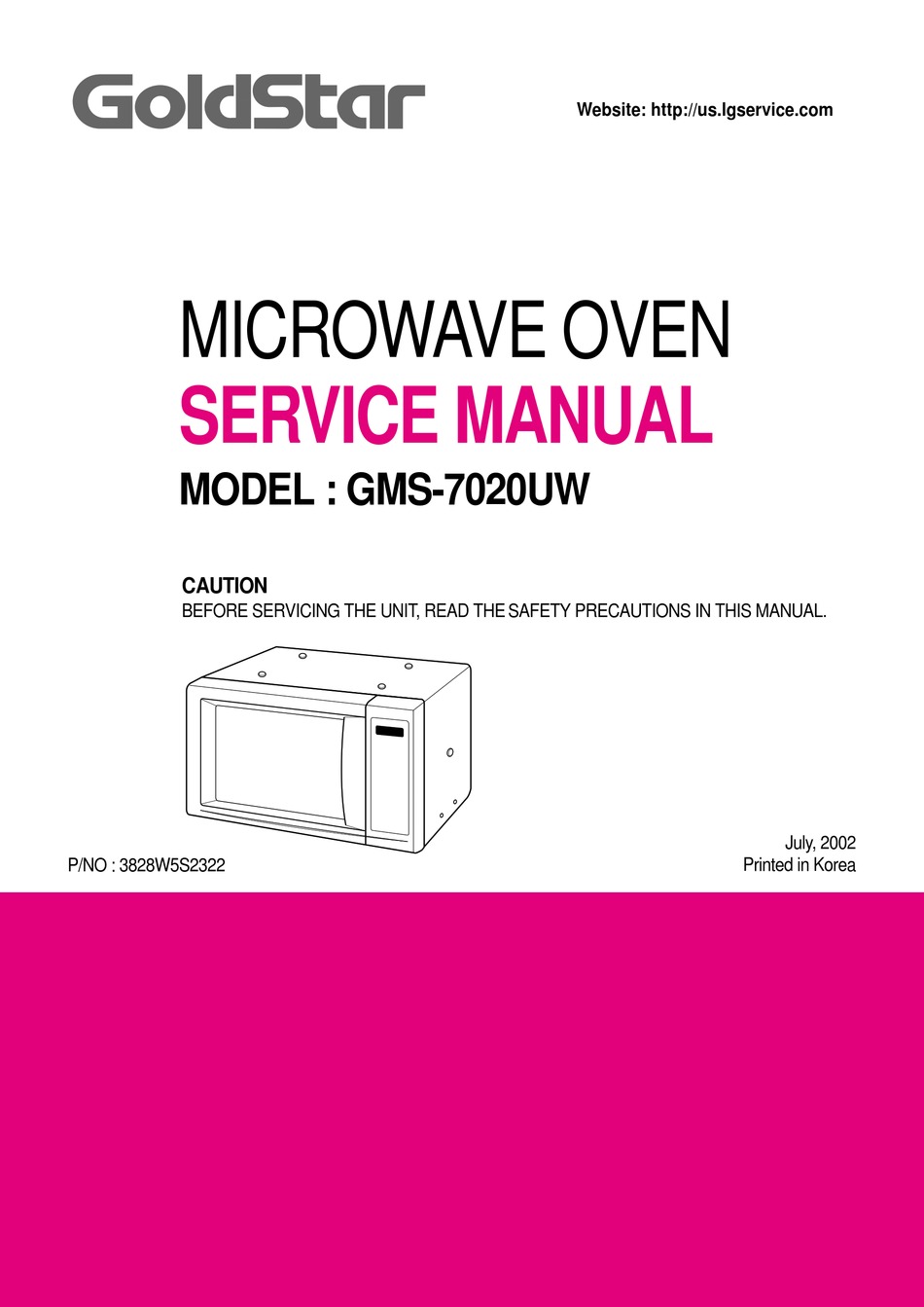 LG GOLDSTAR GMS-7020UW SERVICE MANUAL Pdf Download | ManualsLib