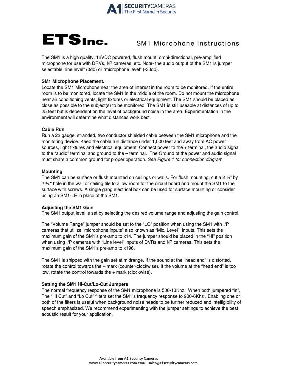 ETS SM1 INSTRUCTIONS Pdf Download ManualsLib