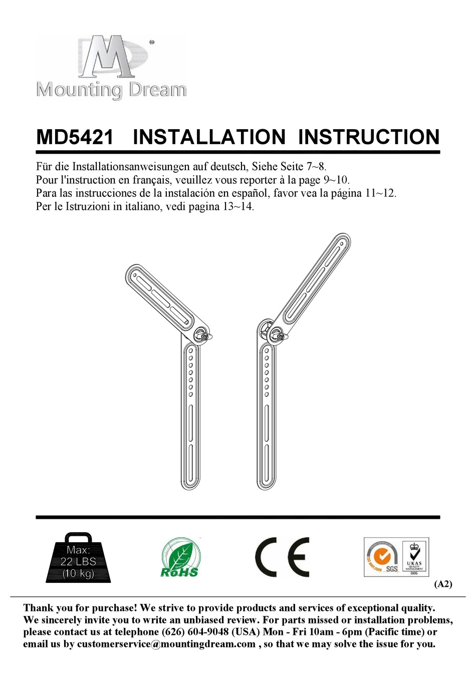 MOUNTING DREAM MD5421 INSTALLATION INSTRUCTIONS MANUAL Pdf Download