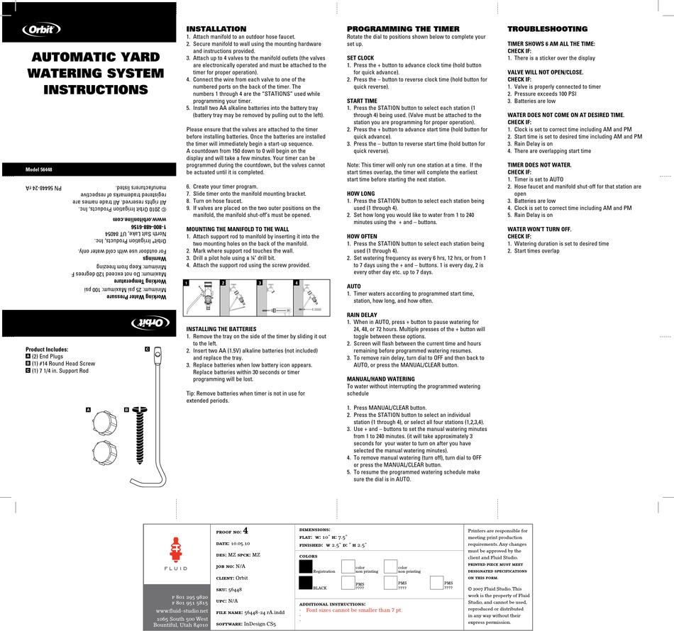 ORBIT 56448 INSTRUCTIONS Pdf Download ManualsLib