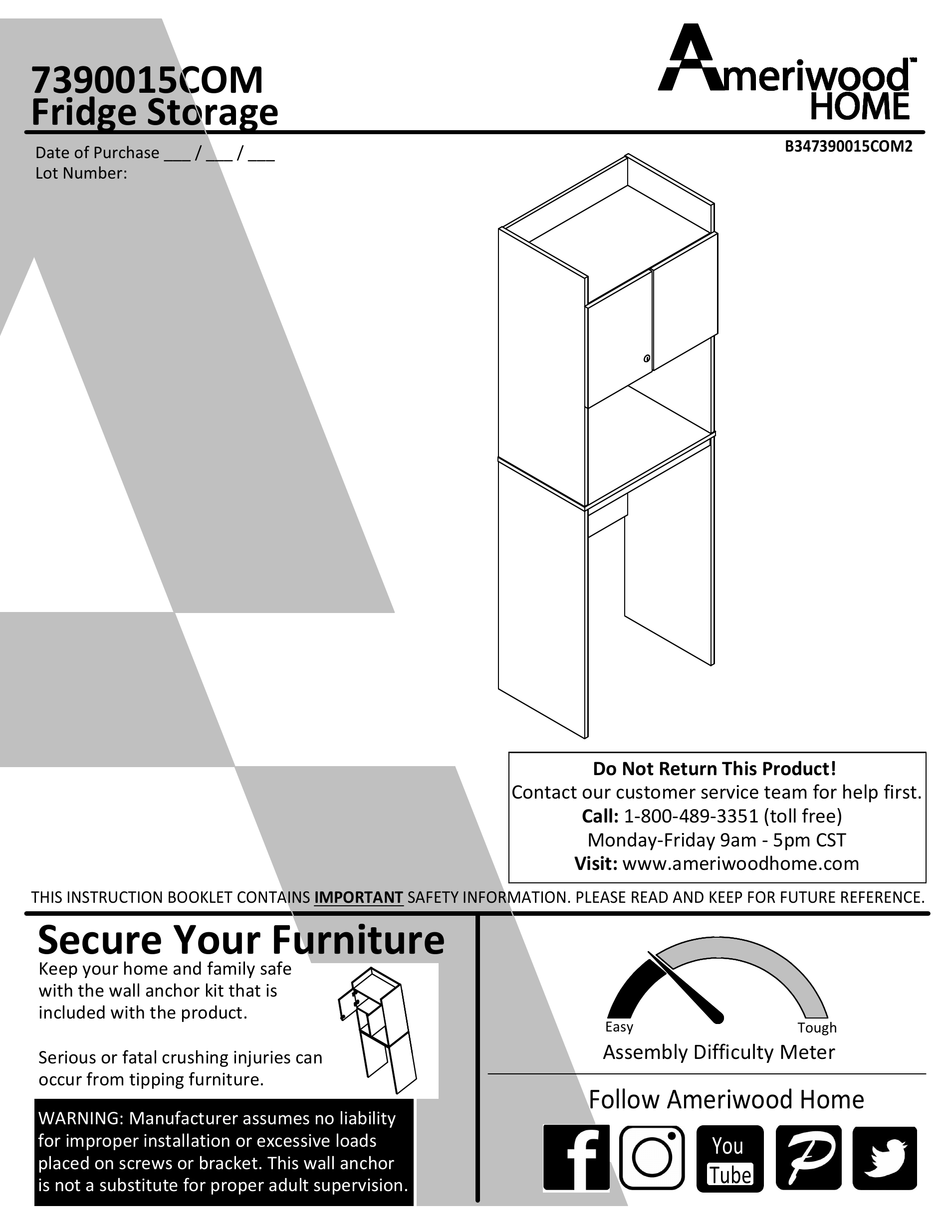 AMERIWOOD HOME ASSEMBLY INSTRUCTIONS MANUAL Pdf Download