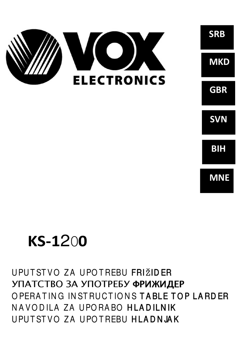 VOX ELECTRONICS KS1200 OPERATING INSTRUCTIONS MANUAL Pdf Download