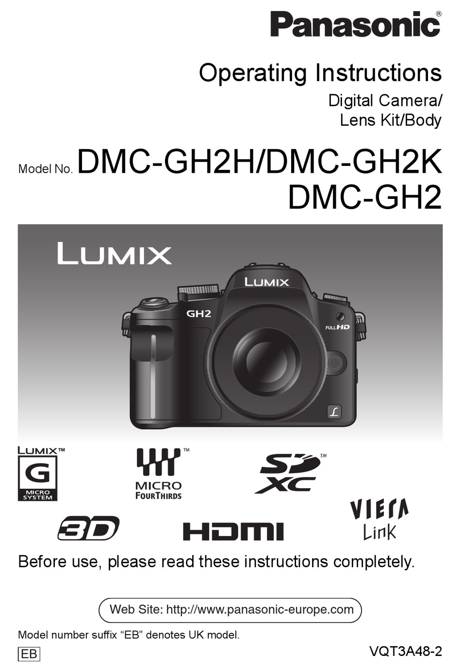 PANASONIC LUMIX DMCGH2EB OPERATING INSTRUCTIONS MANUAL Pdf Download ManualsLib
