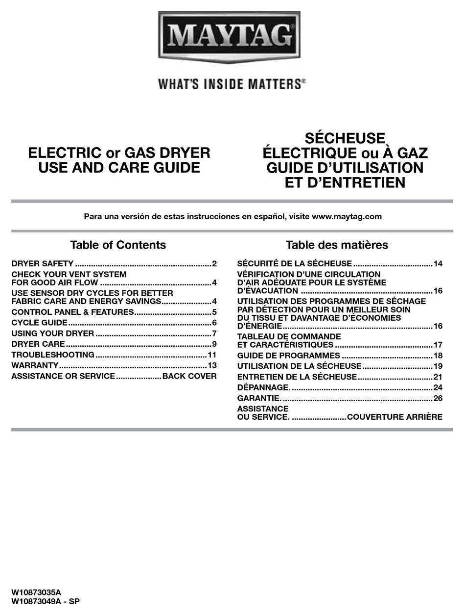 MAYTAG MGDX655DW2 USE AND CARE MANUAL Pdf Download ManualsLib