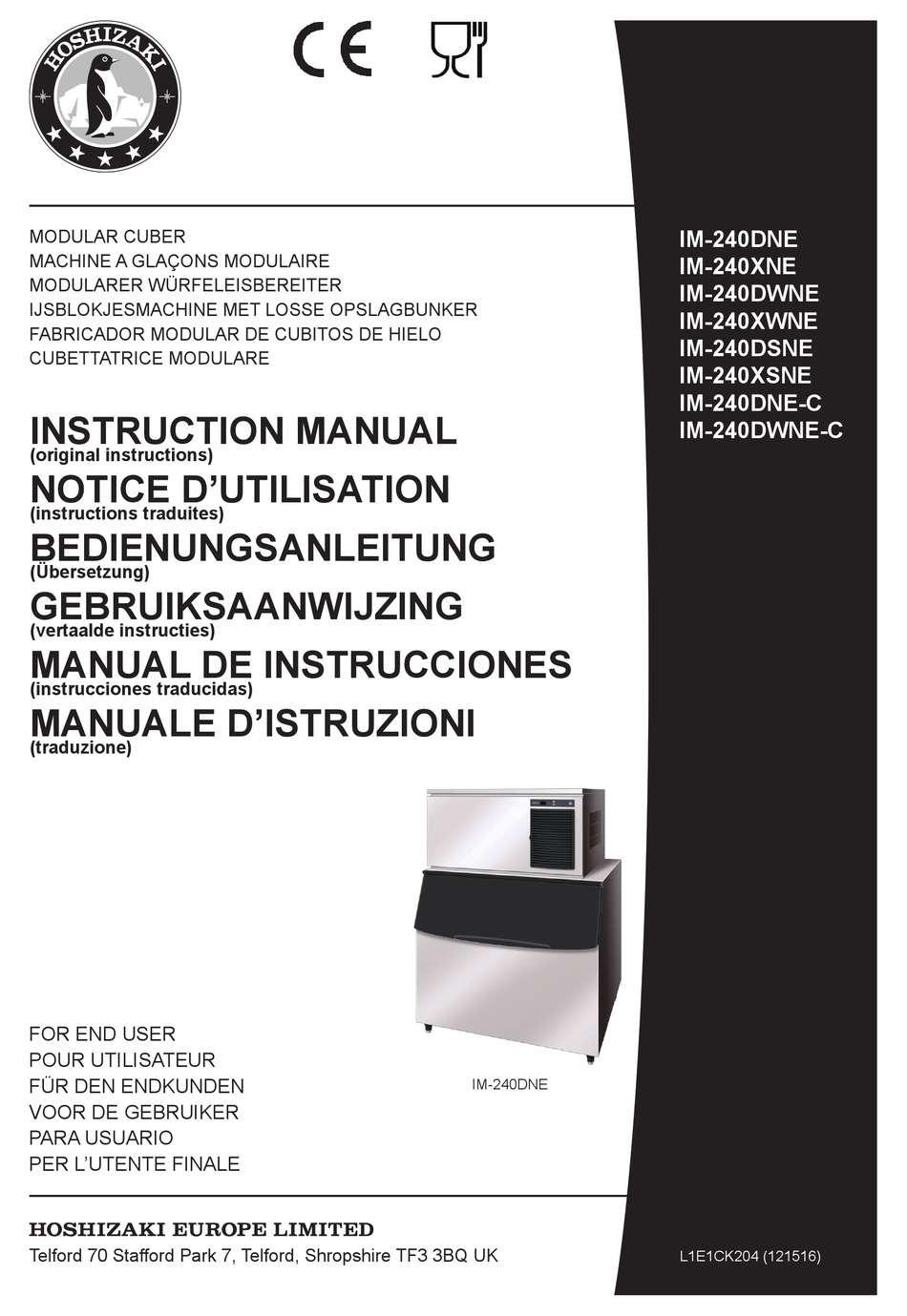HOSHIZAKI IM240XWNE INSTRUCTION MANUAL Pdf Download ManualsLib