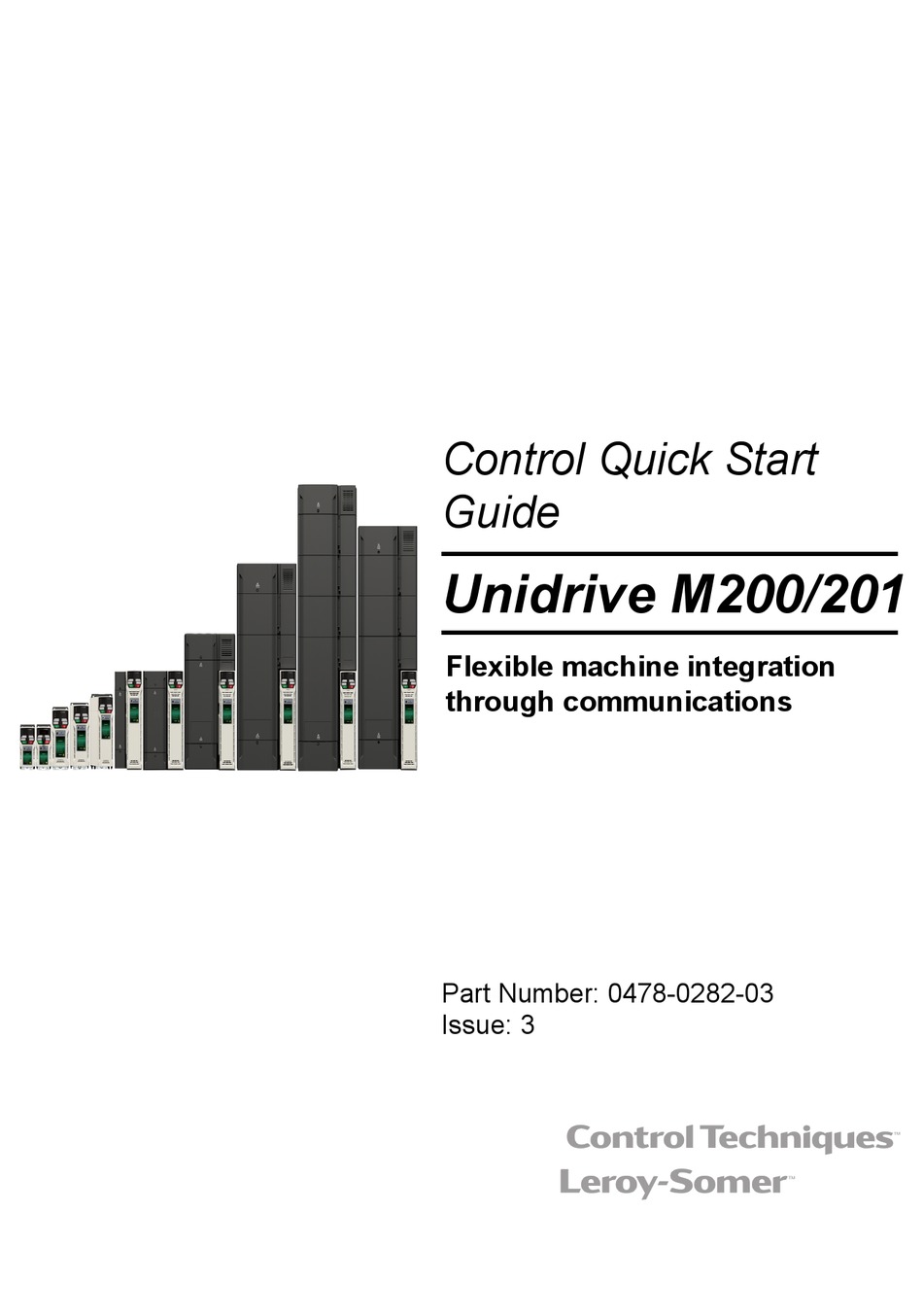CONTROL TECHNIQUES LEROYSOMER UNIDRIVE M201 QUICK START MANUAL Pdf