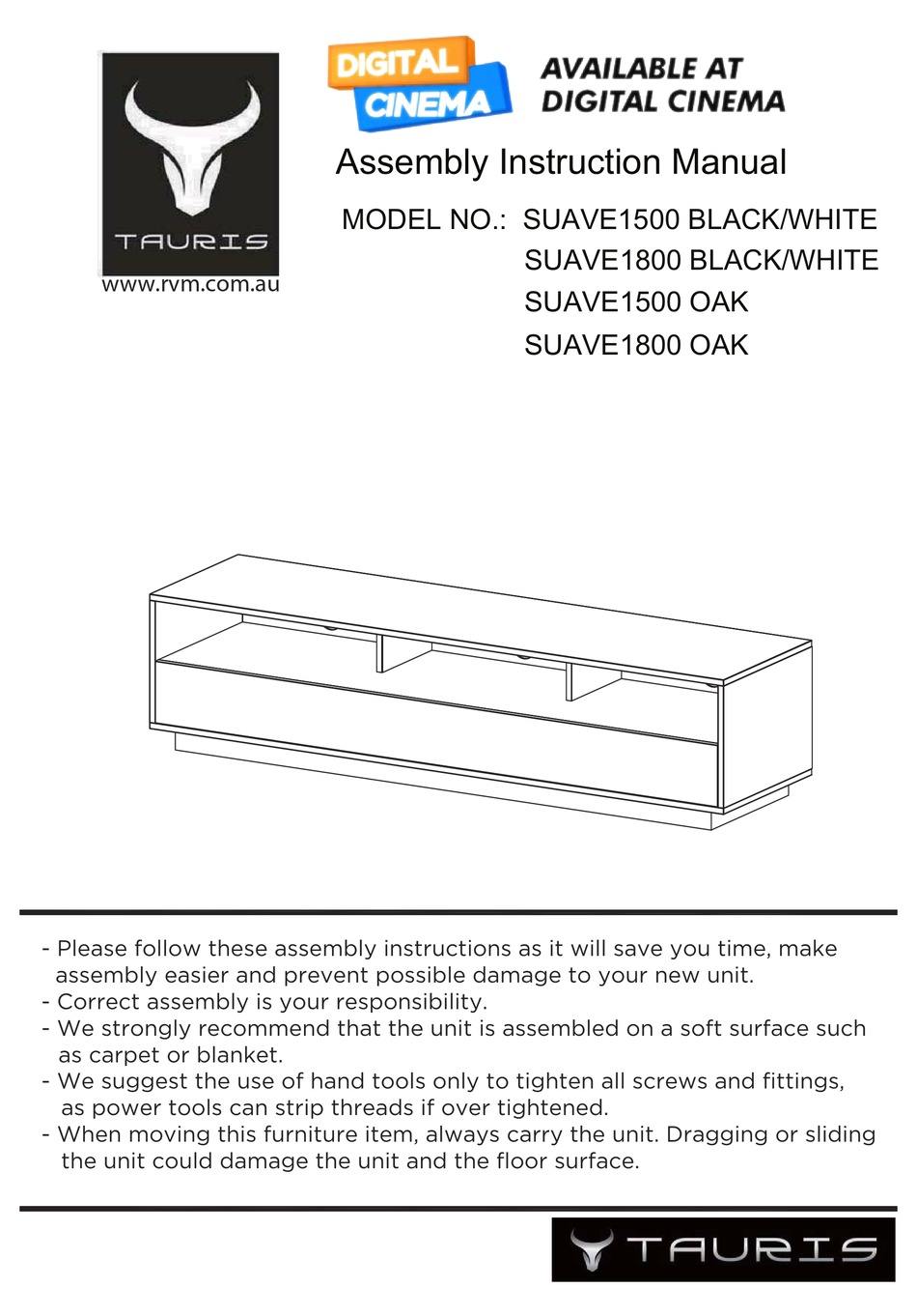 TAURIS SUAVE1500 ASSEMBLY & INSTRUCTION MANUAL Pdf Download ManualsLib