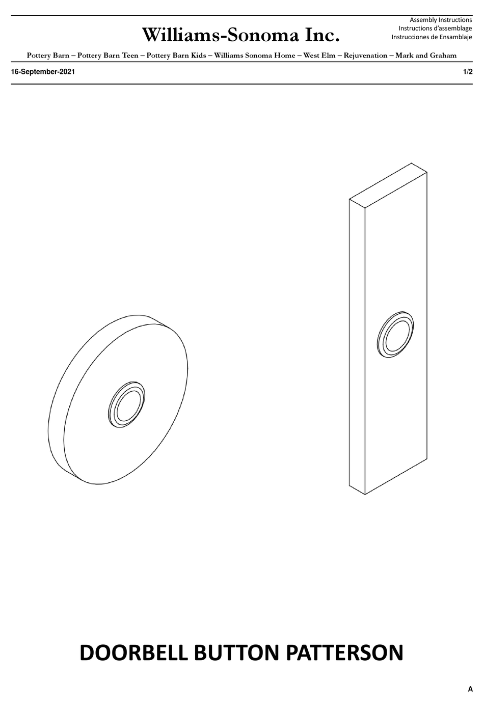 WILLIAMSSONOMA PATTERSON ASSEMBLY INSTRUCTIONS Pdf Download ManualsLib