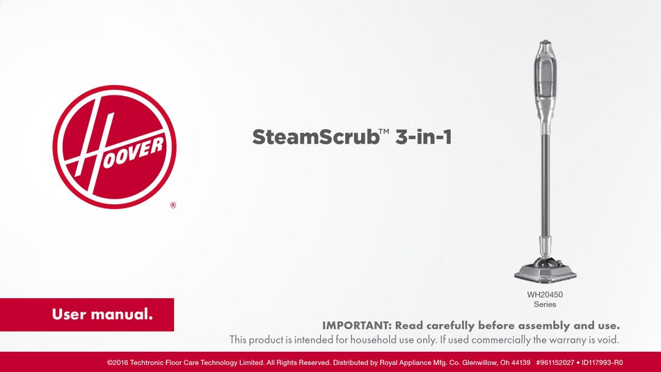 HOOVER STEAMSCRUB WH20450 SERIES USER MANUAL Pdf Download ManualsLib
