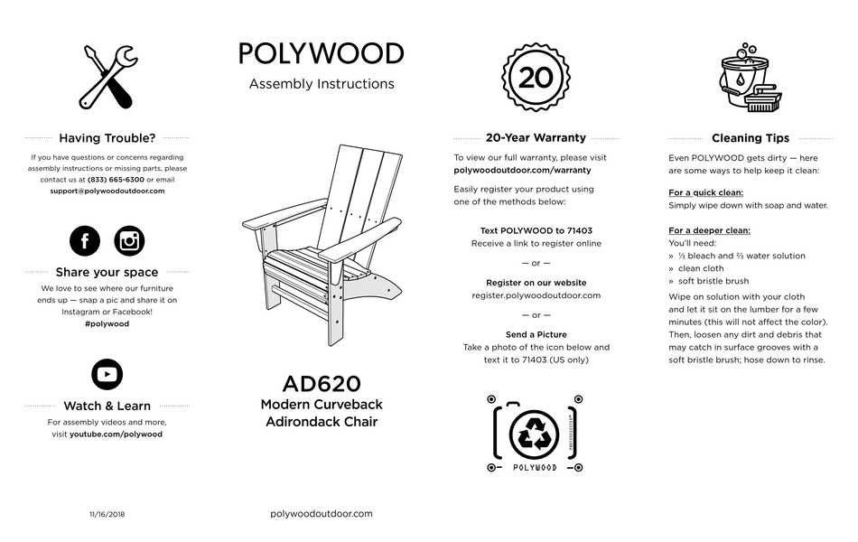 POLYWOOD AD620 ASSEMBLY INSTRUCTIONS Pdf Download ManualsLib
