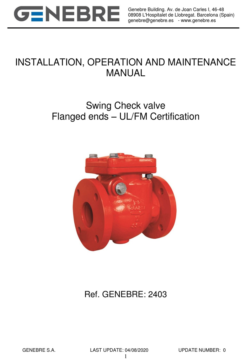 GENEBRE 2403 INSTALLATION, OPERATION AND MAINTENANCE MANUAL Pdf ...
