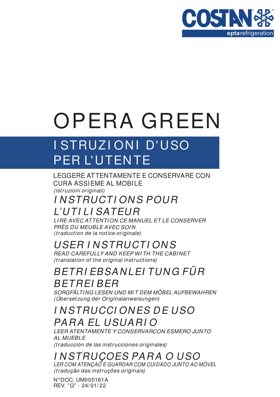 COSTAN OPERA GREEN USER INSTRUCTIONS Pdf Download ManualsLib