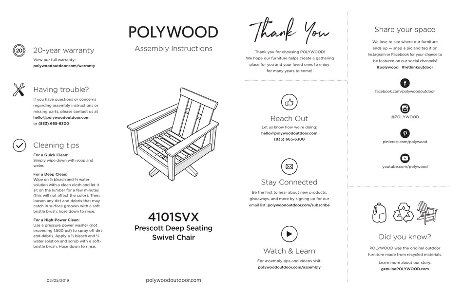 POLYWOOD 4101SVX ASSEMBLY INSTRUCTIONS Pdf Download ManualsLib