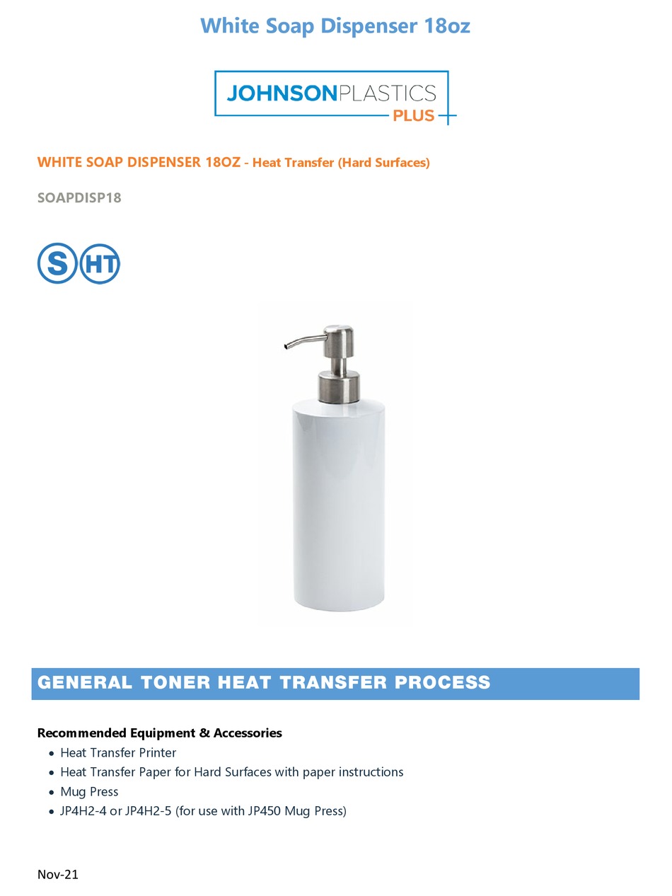 JOHNSON PLASTICS PLUS SOAPDISP18 QUICK START MANUAL Pdf Download
