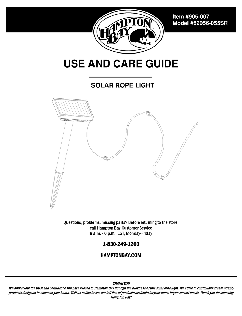 HAMPTON BAY 905-007 USE AND CARE MANUAL Pdf Download | ManualsLib