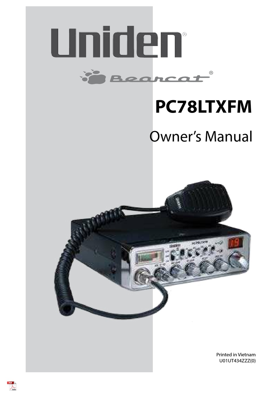 UNIDEN BEARCAT PC78LTXFM OWNER