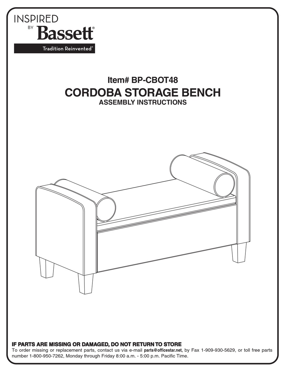 BASSETT INSPIRED CORDOBA BPCBOT48 ASSEMBLY INSTRUCTIONS Pdf Download