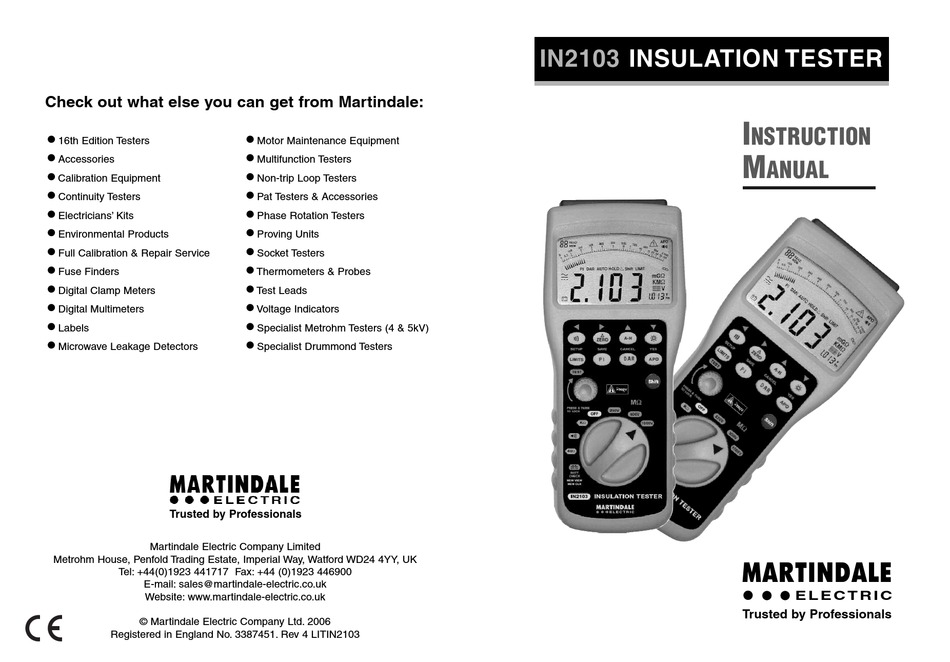 MARTINDALE IN2103 INSTRUCTION MANUAL Pdf Download ManualsLib
