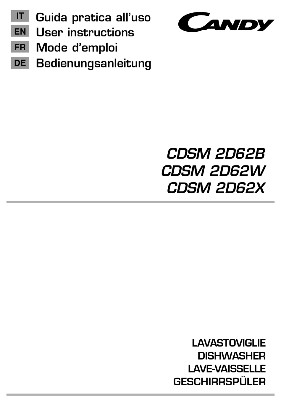CANDY CDSM 2D62B USER INSTRUCTIONS Pdf Download ManualsLib