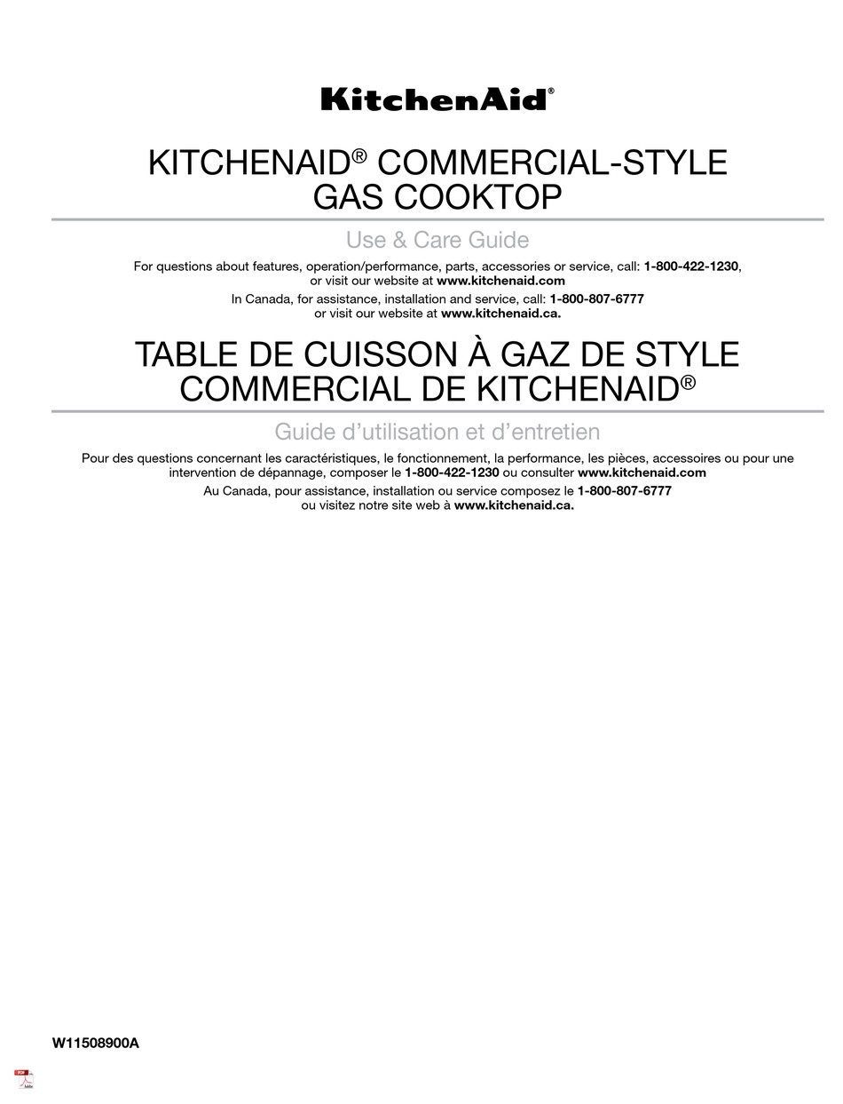 KITCHENAID KCGC558JSS USE & CARE MANUAL Pdf Download ManualsLib