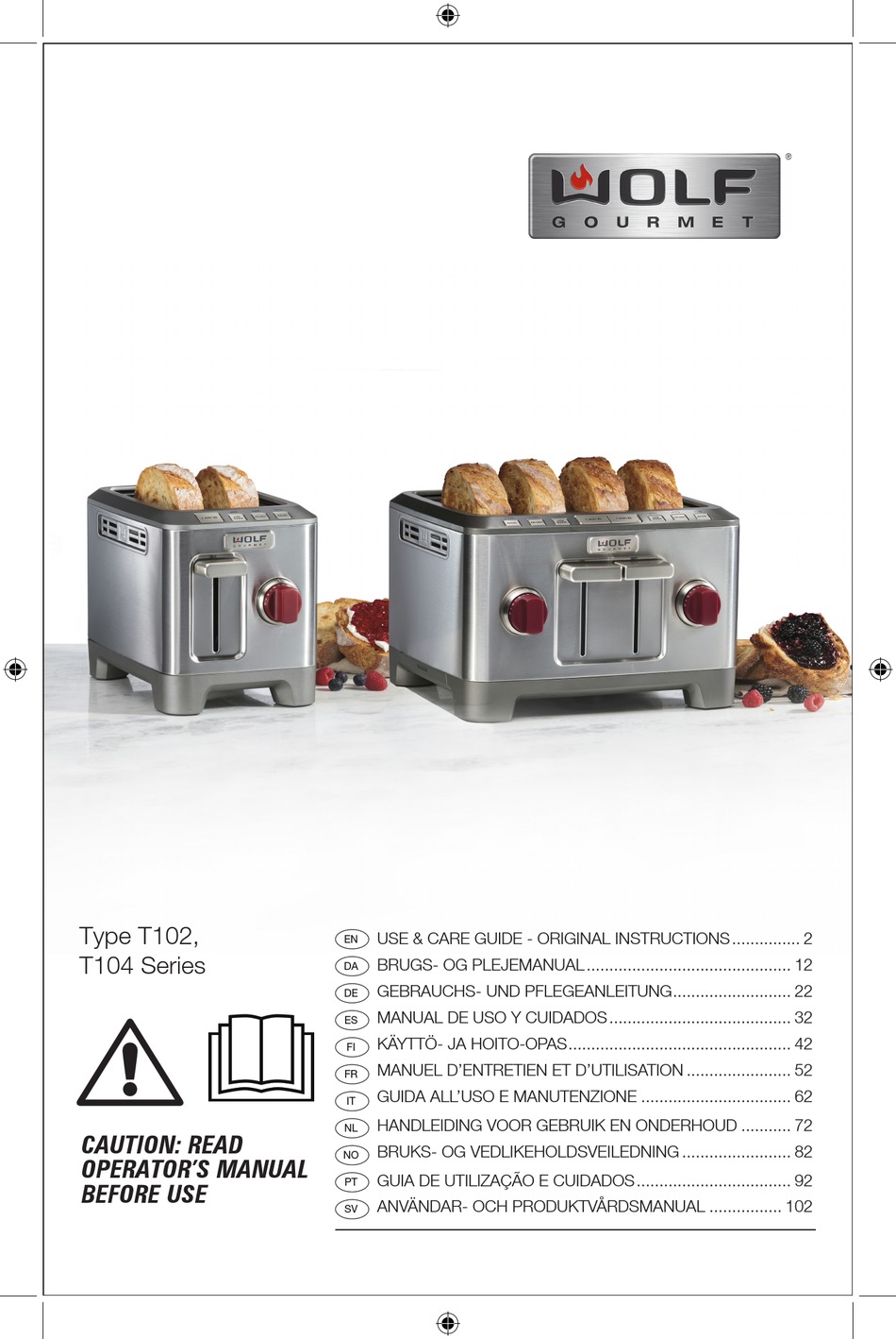 WOLF GOURMET T102 SERIES USE & CARE MANUAL Pdf Download ManualsLib
