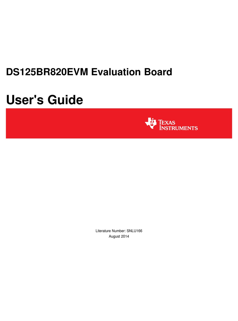 TEXAS INSTRUMENTS DS125BR820EVM USER MANUAL Pdf Download ManualsLib