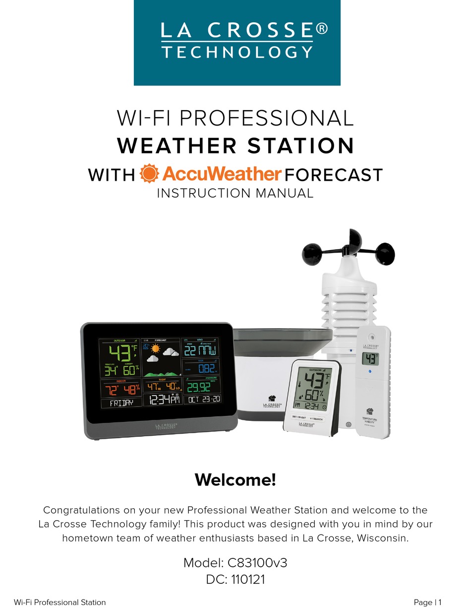 LA CROSSE TECHNOLOGY C83100V3 INSTRUCTION MANUAL Pdf Download ManualsLib