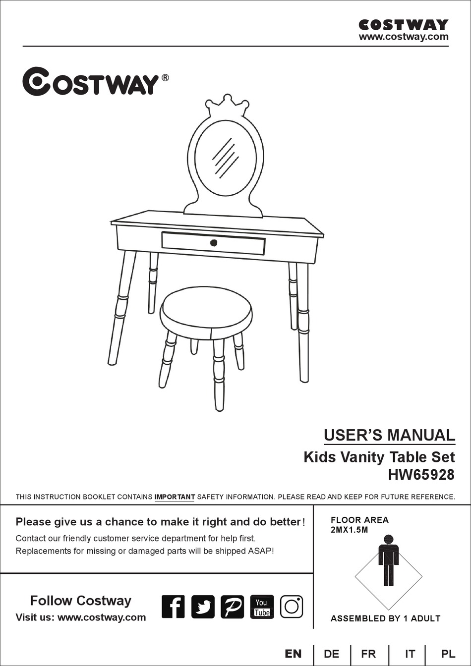 COSTWAY HW65928 USER MANUAL Pdf Download ManualsLib