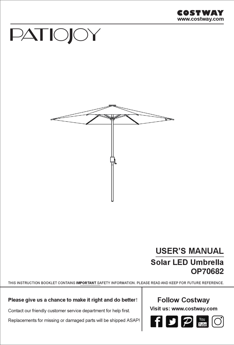 COSTWAY PATIOJOY OP70682 USER MANUAL Pdf Download ManualsLib