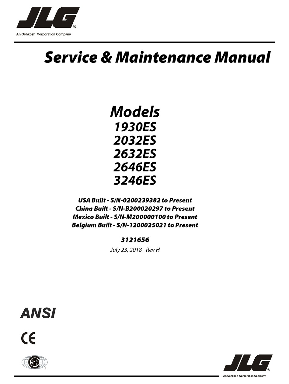 OSHKOSH JLG 1930ES SERVICE MAINTENANCE MANUAL Pdf Download ManualsLib