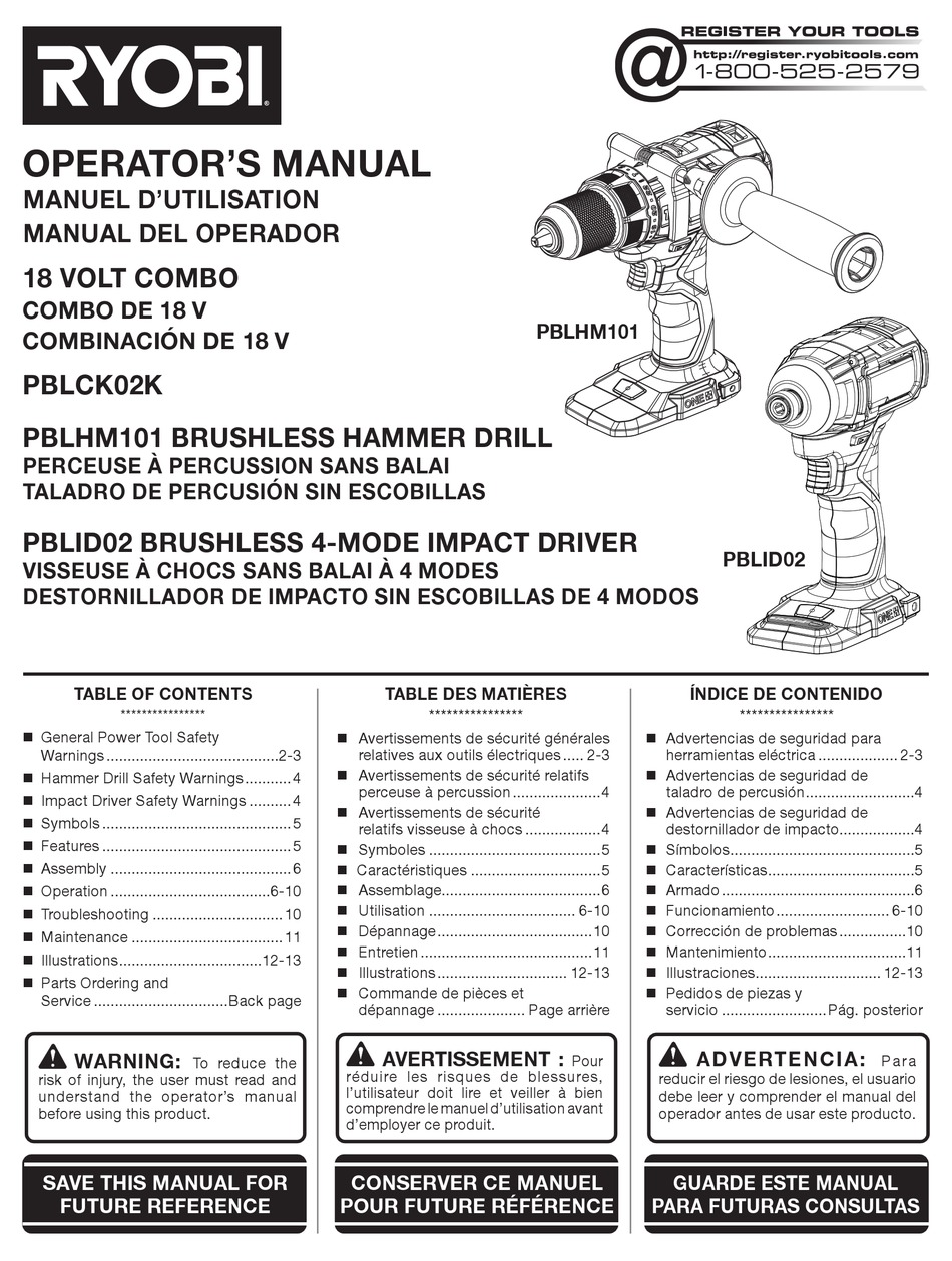 RYOBI PBLCK02K OPERATOR'S MANUAL Pdf Download | ManualsLib