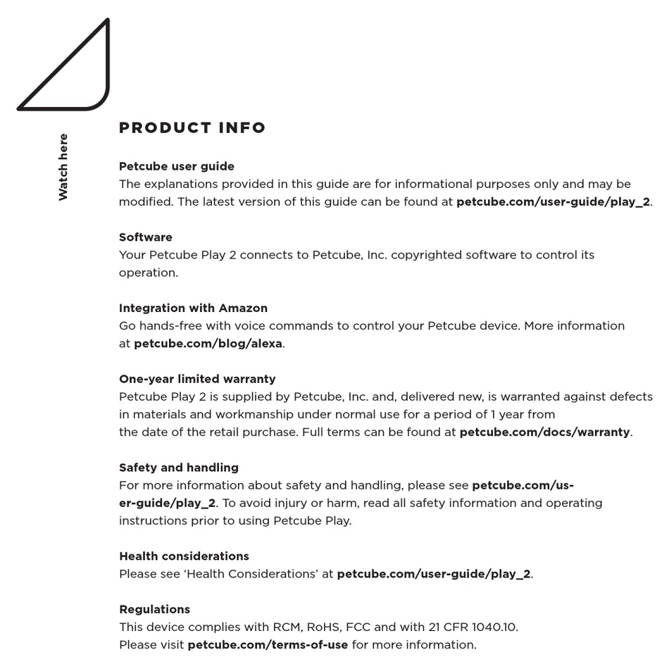 PETCUBE PLAY 2 PRODUCT INFO Pdf Download ManualsLib