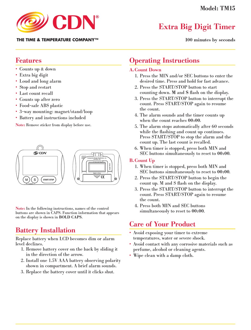 CDN TM15 QUICK START MANUAL Pdf Download ManualsLib